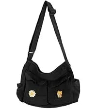 Canvas Messenger Bag Large Hobo Crossbody Bags with Multiple Pockets,School Vintage Shoulder Laptop Bag for Women and Men