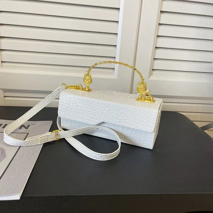 Black Crocodile Pattern Crossbody Bag Fashion Box Lipstick Pouch Designer Pu Leather