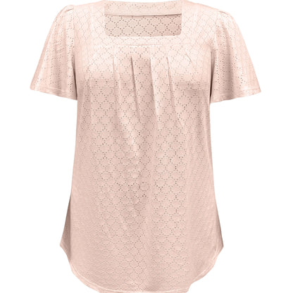 Plus size spring and summer fashionable and elegant hollow tops for women