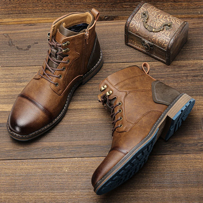 Brogue Chelsea Men Boots 2025 American style Comfortable Fashion Leather Boots