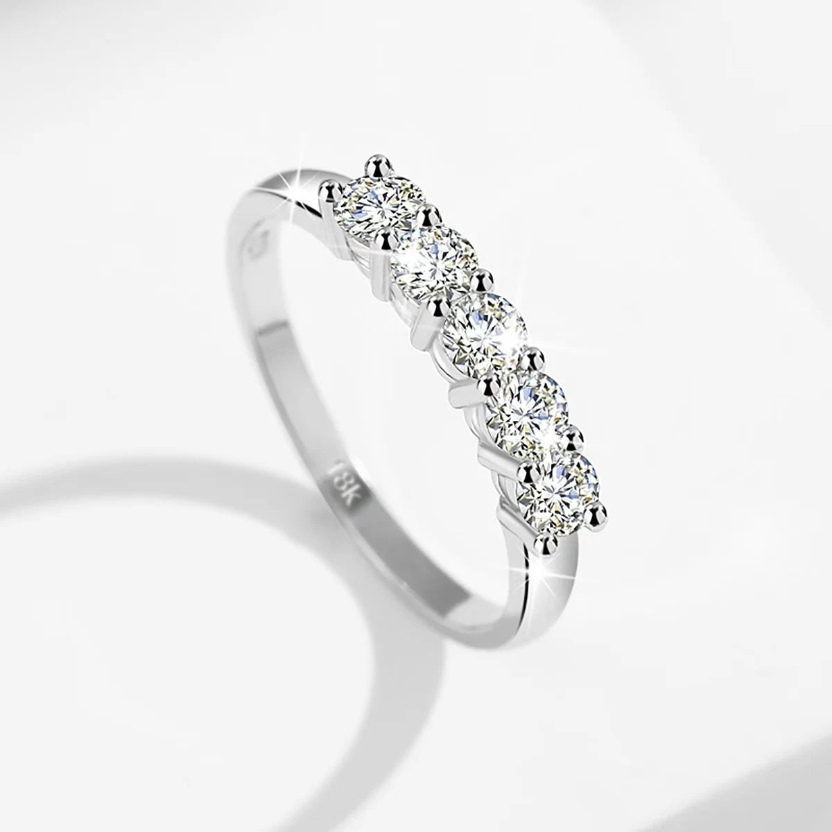 With Certficate 18K Solid Rose Gold Ring For Women 5 Stone AU 750 Luxury Wedding Band Jewelry With Stamp Trendy Engagement Gift