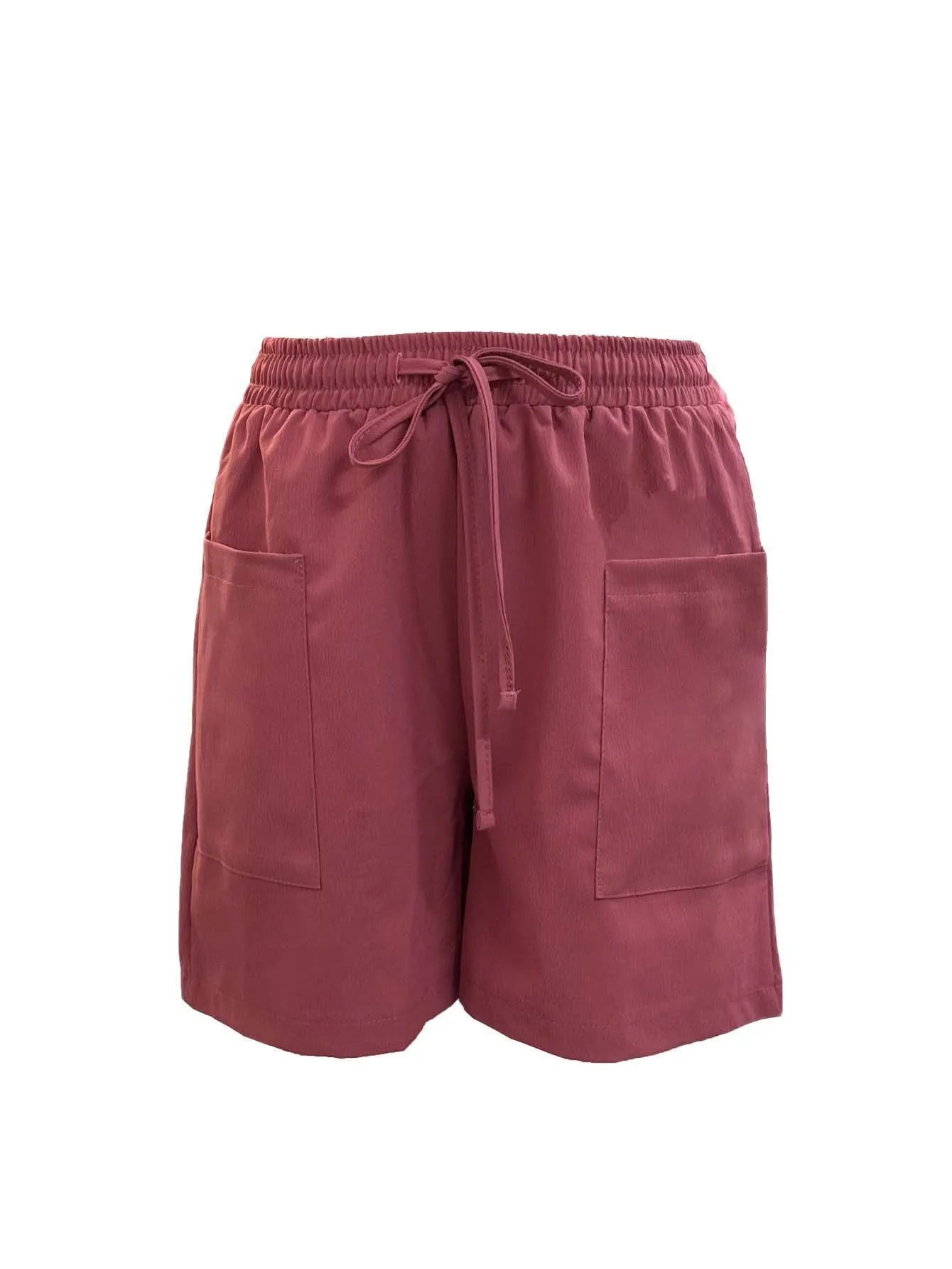 Summer New Women's Solid Color Pocket Loose High Waist Casual Fashion Quarter Shorts