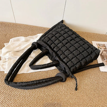 Shoulder Bag Magnetic Closure Puffer Tote Bag for Women Quilted Handbag Top Handle Bag for Work Travel Shopping