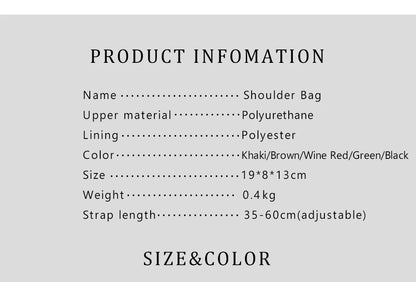 Fashionable Classic Light Luxury Design Exquisite Craftsmanship Women's New Shoulder Bag Letter PU Material Crossbody Bag