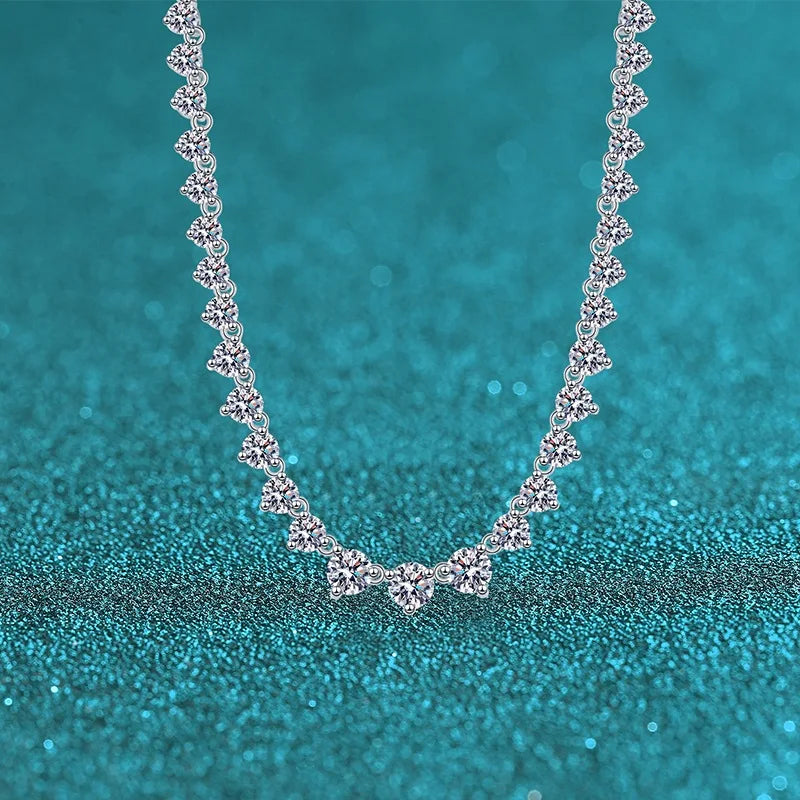 Gorgeous Full-Stone Luxury Layerable Necklace Women's PT950 Platinum 12Ct Moissanite - Starry river inlaid,platinum permanent