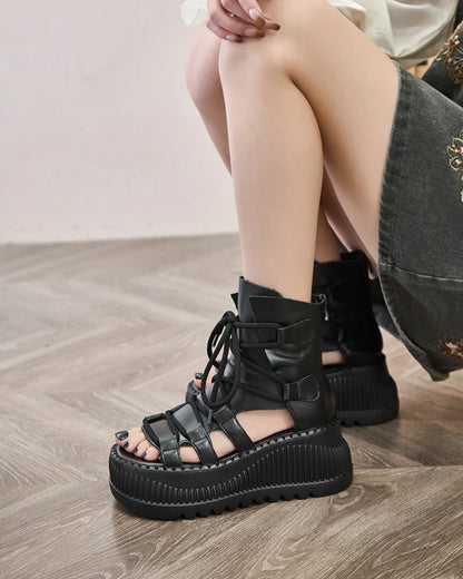 7.5cm Genuine Leather Women Sandals Loafer Shoes Platform Wedge Comfy Hollow ZIP Summer Rubber Peep Toe Retro Flats Ankle BootS yellow / 36 yellow / 37 yellow / 35 yellow / 36-yellow / 37-yellow / 35-yellow / 40-black / 35-yellow / 38-yellow / 39-black / 38-black / 39-black / 36-black / 37-green / 36-green / 37-black / 40-green / 35-green / 40-green / 38-green / 39-