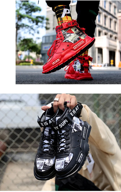 Men Shoes High Quality Sneakers Platform Breathable Lightweight Red Basket