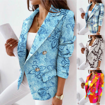 New In Outwears Printed Faux Wool Thin Coat Trench Jacket Ladies Long Overcoat Outwear Fashion Woman Blazer 2022 Abrigo Mujer