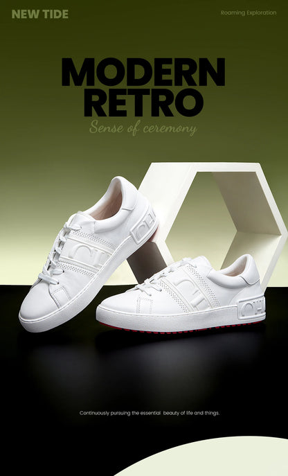 Women Casual Shoes White Flat Board Balance Technology Press Insole Comfort Sneakers