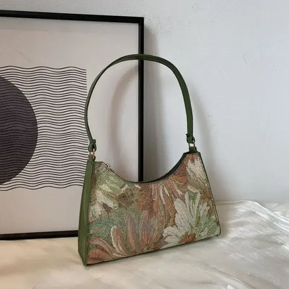 Women's Underarm Bags Autumn 2023 Trendy New Oil Painting Shoulder Bag Cute Simple Handbags and Purses Female Travel Small Totes