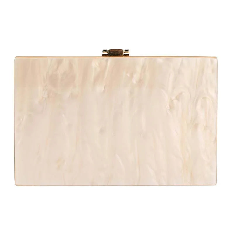 Womens Handbag Green Beige Striped Acrylic Luxury Casual Cute Box Clutch Purse