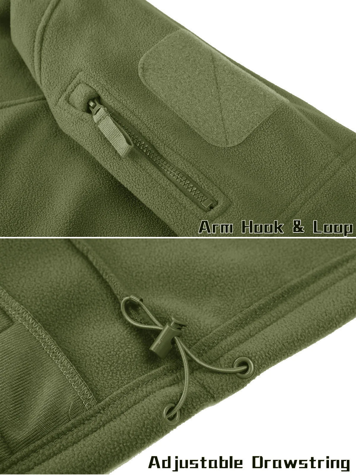 Men's Fleece Jacket Soft Warmth Windproof Full Zip Up Coat Multiple Zipper Pockets Hiking Working Outdoors Windbreaker