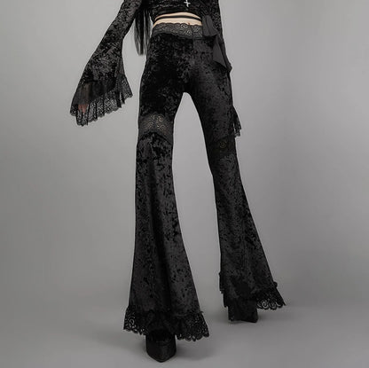 Cargo Pants Women High Waisted Fashion Long Pants Women Pants Gothic Lace Pants Paneled Wide-Leg Pants брюки женские