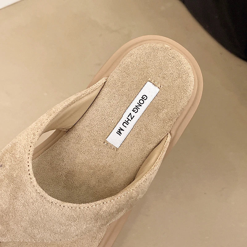 Thick Bottom Flip Flops Outdoor High Waist Seaside Beach Leisure Flip Flops Suede