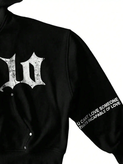 Men's Graphic Oversized Hoodies Y2k Zip Up Long Sleeve Hooded Sweatshirt Jacket Streetwear