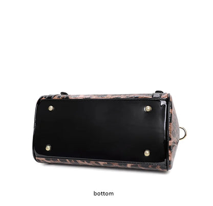Leopard Handbag Leather Women's Bag Large Capacity Boston Bag Fashion Versatile Cowhide One Shoulder Crossbody Bag