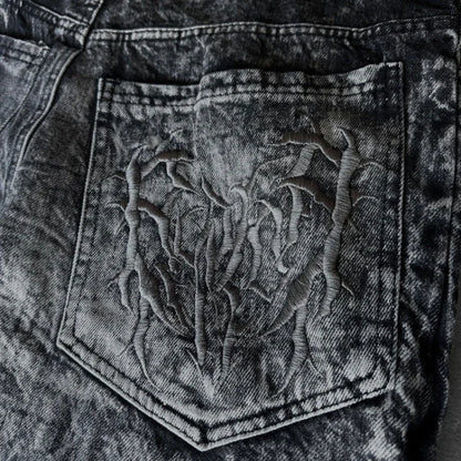 Gothic Retro Oversized Baggy Fit Unisex Mopping Pants Y2K Spider Embroidered Patch Hip Hop Streetwear