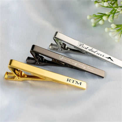 New Stainless Steel Tie Clip Bar Custom Name Tie Clips Christmas Jewelry DIY Engraved LOGO