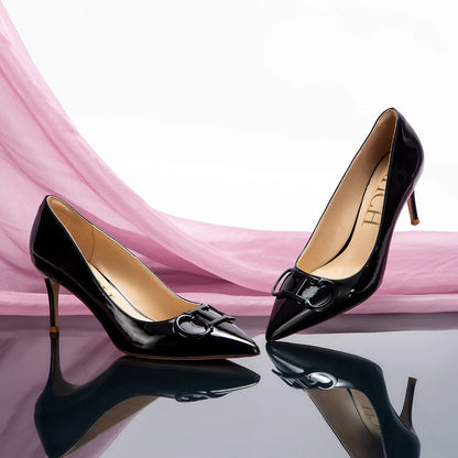 Solid Colour Classic Style New Women's Single Shoes Retro Simple Exquisite Women's High-heeled Shoes