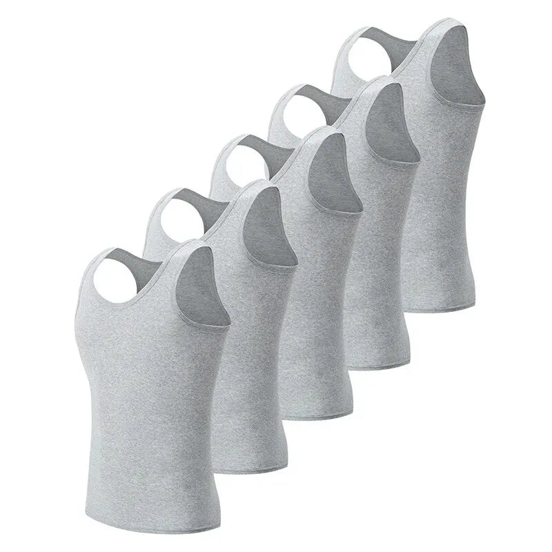 3/5 Pcs European plus-size men's cotton loose plus-size youth fitness sleeveless round neck