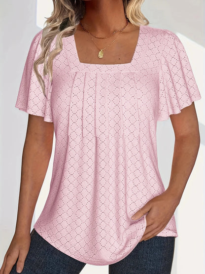 Plus size spring and summer fashionable and elegant hollow tops for women