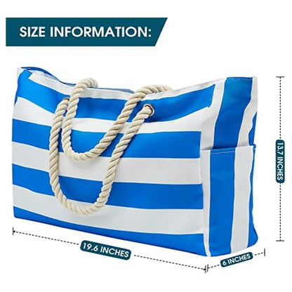 Large Waterproof Beach Tote Bag with Zipper Shoulder Bags Waterproof Sandproof Swim Pool Bag Large Tote