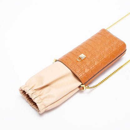 Phone Bag 2024 New Embossed Crossbody Bag High Quality Metal Chain Bag
