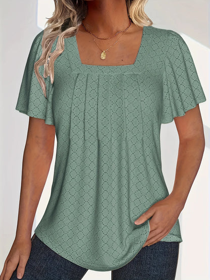 Plus size spring and summer fashionable and elegant hollow tops for women