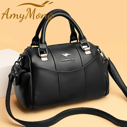 Designer Women Soft Leather Handbags Luxury Female Shoulder Crossbody Bag Brand Messenger Boston Bag