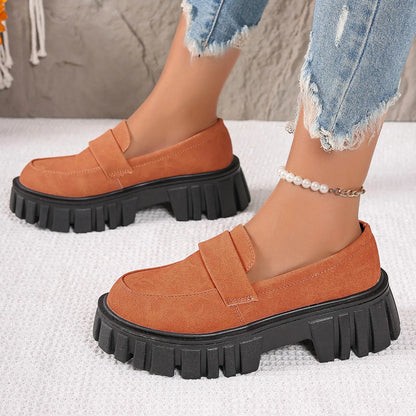 Thick Sole Step On Round Toe Casual Comfortable Slip On Platform Sneakers