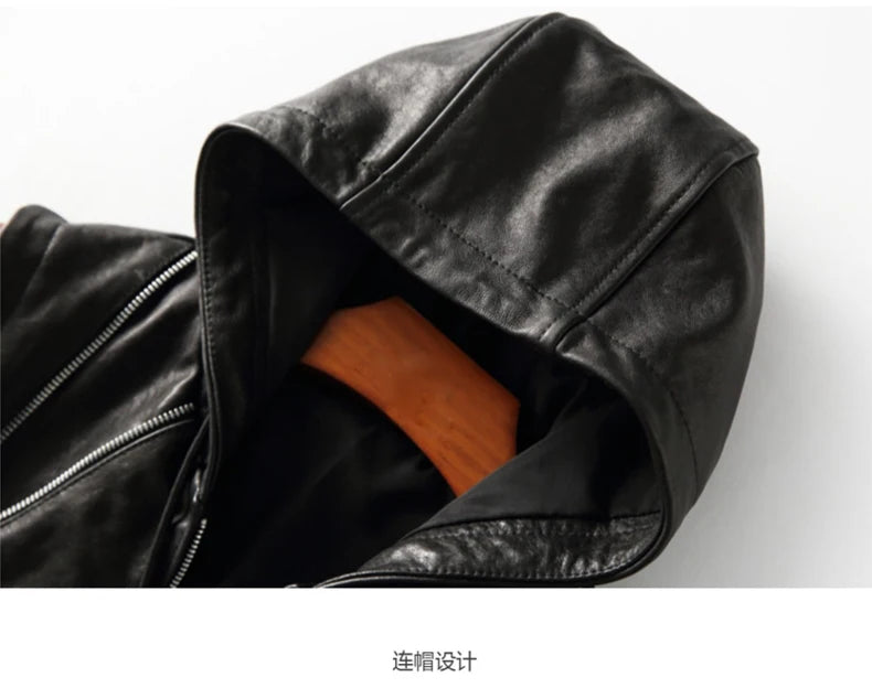 Mauroicardi Spring Autumn Luxury Elegant Cool Black Pu Leather Vest for Men with Hood Zipper Sleeveless Jacket Men Clothing 2023