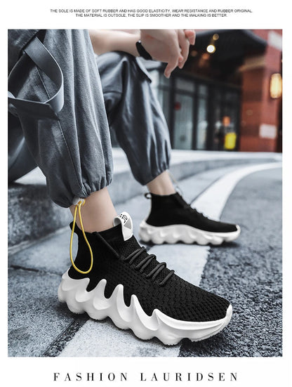 Mens High Top Fashion Sneakers Breathable Shoes Comfortable Sneakers Heighten Sports Shoes Men Lightweight