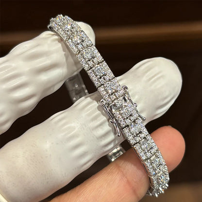 2025 New Full Moissanite Diamond Bracelets Tennis Chain For Women Engagement Wedding Original 925 Sterling Silver Jewelry Plated