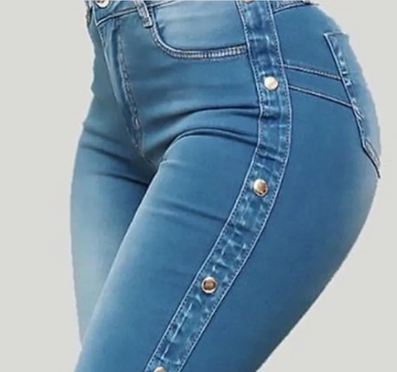 High Waist Strecth Denim Flare Pants Female Floor Length