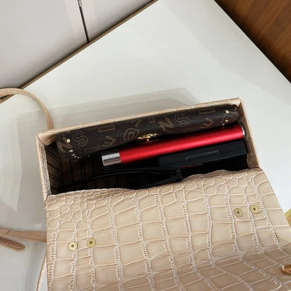 Black Crocodile Pattern Crossbody Bag Fashion Box Lipstick Pouch Designer Pu Leather