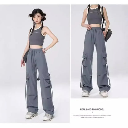 High-Waisted Cargo Pants Sweatpants Umbrella Design For Women