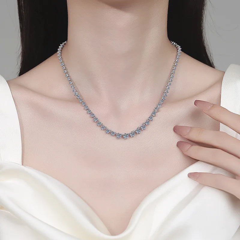 Gorgeous Full-Stone Luxury Layerable Necklace Women's PT950 Platinum 12Ct Moissanite - Starry river inlaid,platinum permanent