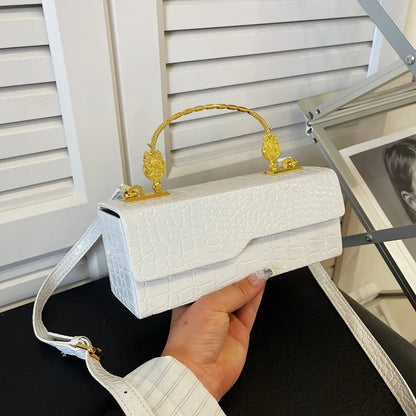 Black Crocodile Pattern Crossbody Bag Fashion Box Lipstick Pouch Designer Pu Leather