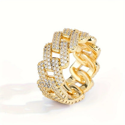 1pc S925 Sterling Silver with 5.4CT Moissanite American Street Hip Hop Cuban Ring, Unisex, Gemstone Jewelry | Gifts for Mother |