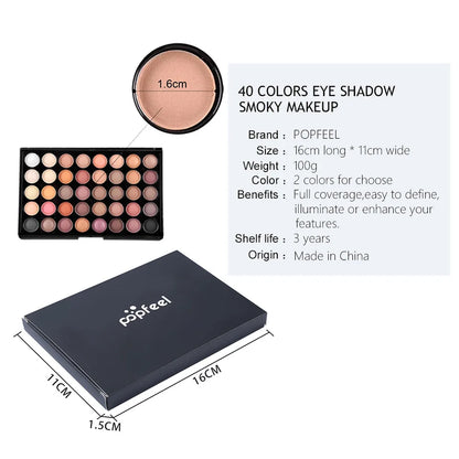 40 Colors Matte Shimmer Eyeshadow Palette Long Lasting Nude Shine Pigment Pigmented Pressed Powder