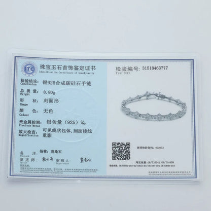 ICEBLING Hip Hop Jewelry 925 Solid Silver Star Bracelet D VVS Moissanite Diamond Cluster 6mm Tennis Chain for Men Women