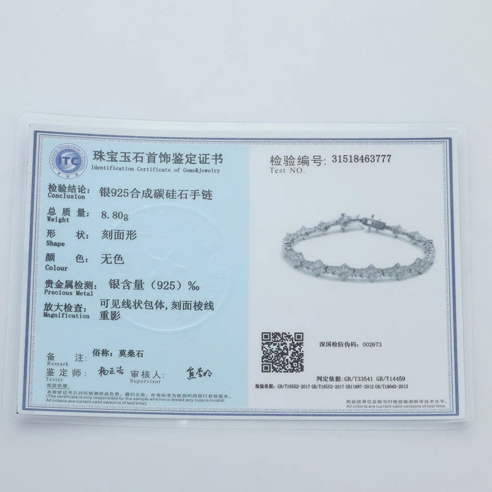 ICEBLING Iced Out Moissanite Tennis Chain Men Women Hip Hop Jewelry 925 Silver VVS Necklace with GRA Certificate