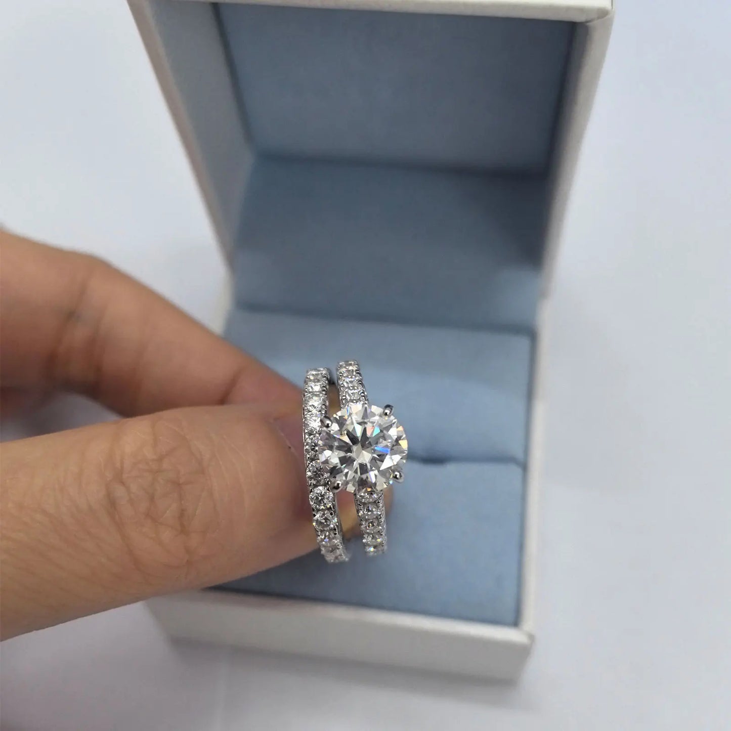 Newshe Certified 2Ct Moissanite Wedding Ring Set for Women 925 Sterling Sliver Brilliant Round Cut Luxury Engagement Rings