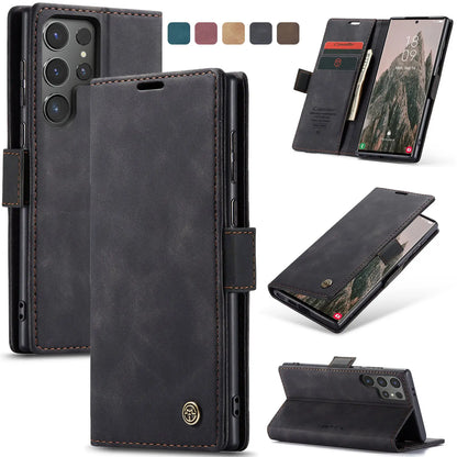 Flip Wallet Case for Samsung Galaxy S24 Ultra S24 Plus S24, Leather Magnetic Folio Cover with Card Holder Shockproof