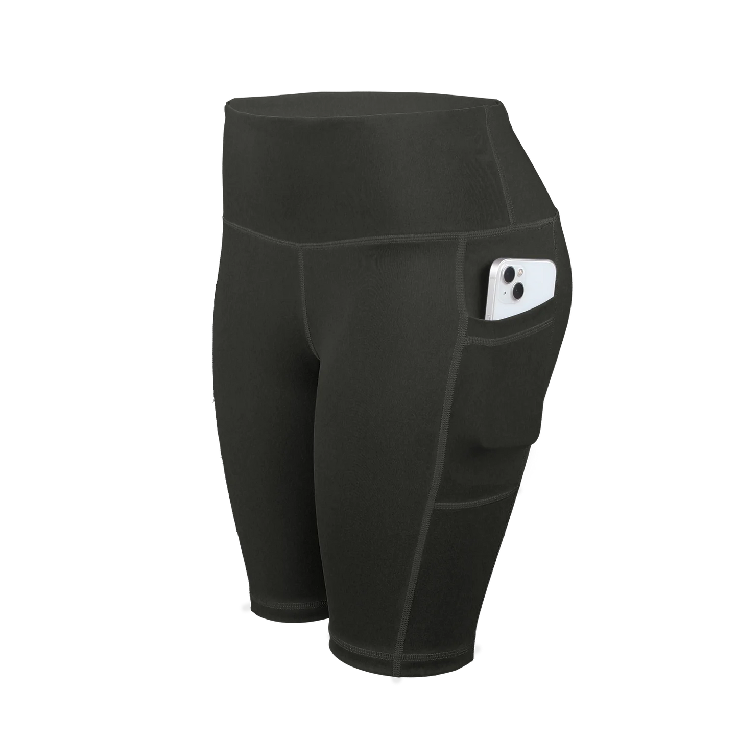 Solid Yoga Shorts with 3 Pockets High Waist Butt Lifting Elastic Cycling Shorts Activewear
