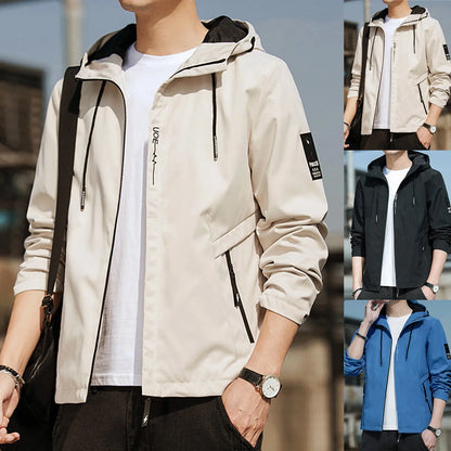 Men'S Casual Simple Coat Top Jacket Windproof Waterproof Big And Tall Windbreaker