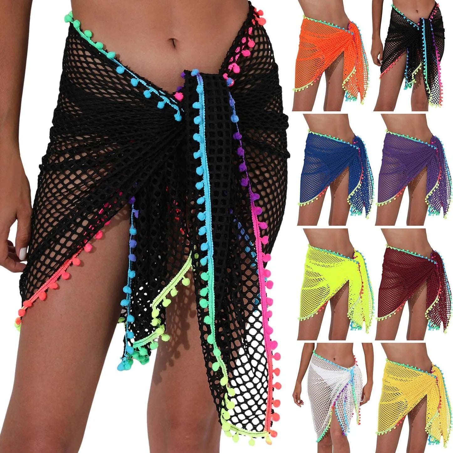 Beach Cover Ups For Women Sarong Sheer Bikini Chiffon Wraps Skirts For Swimwear