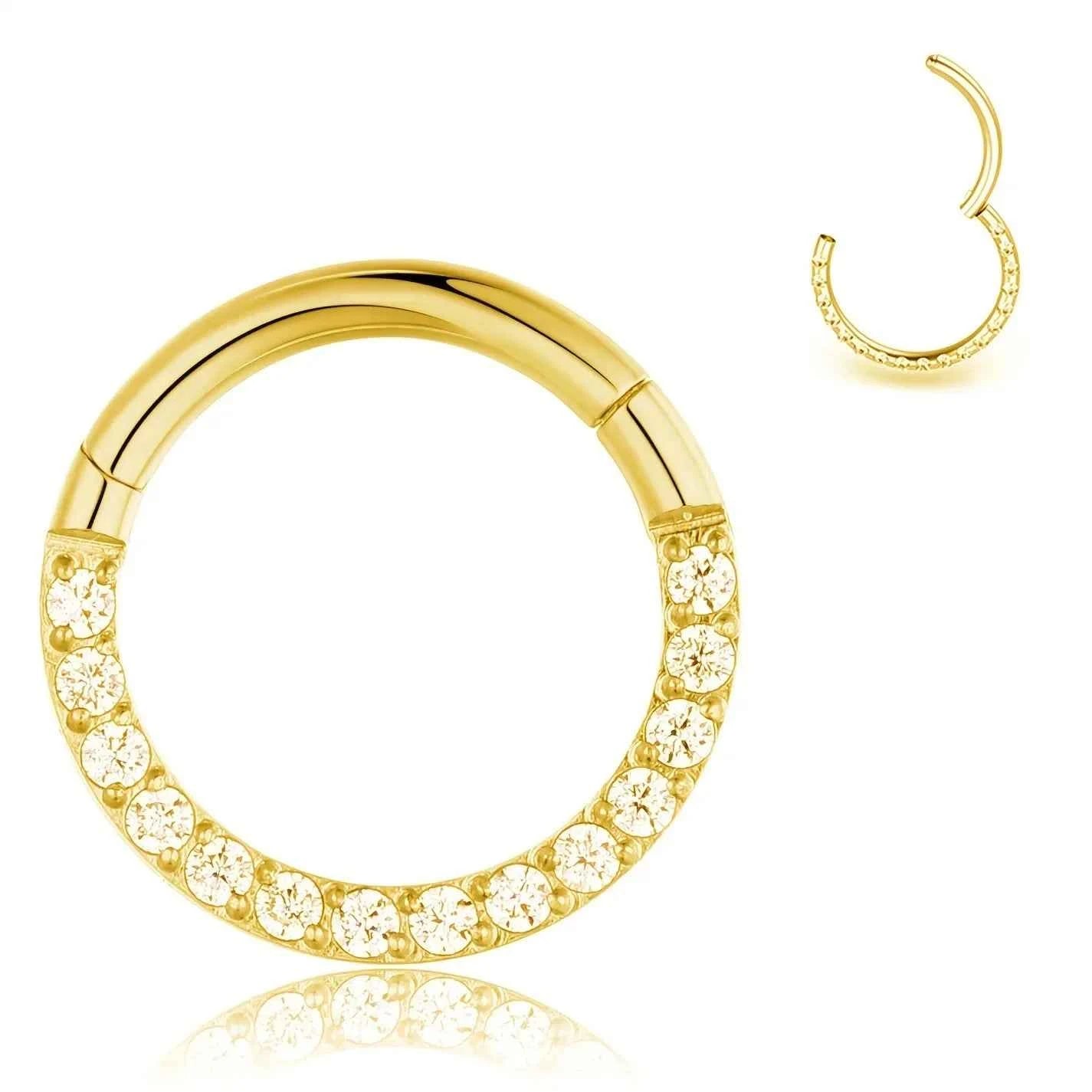 Cubic Zircon Septum Nose Ring Stainless Steel Lip Earring Piercing Silver / 1.2X8mm Gold / 1.2X10mm 