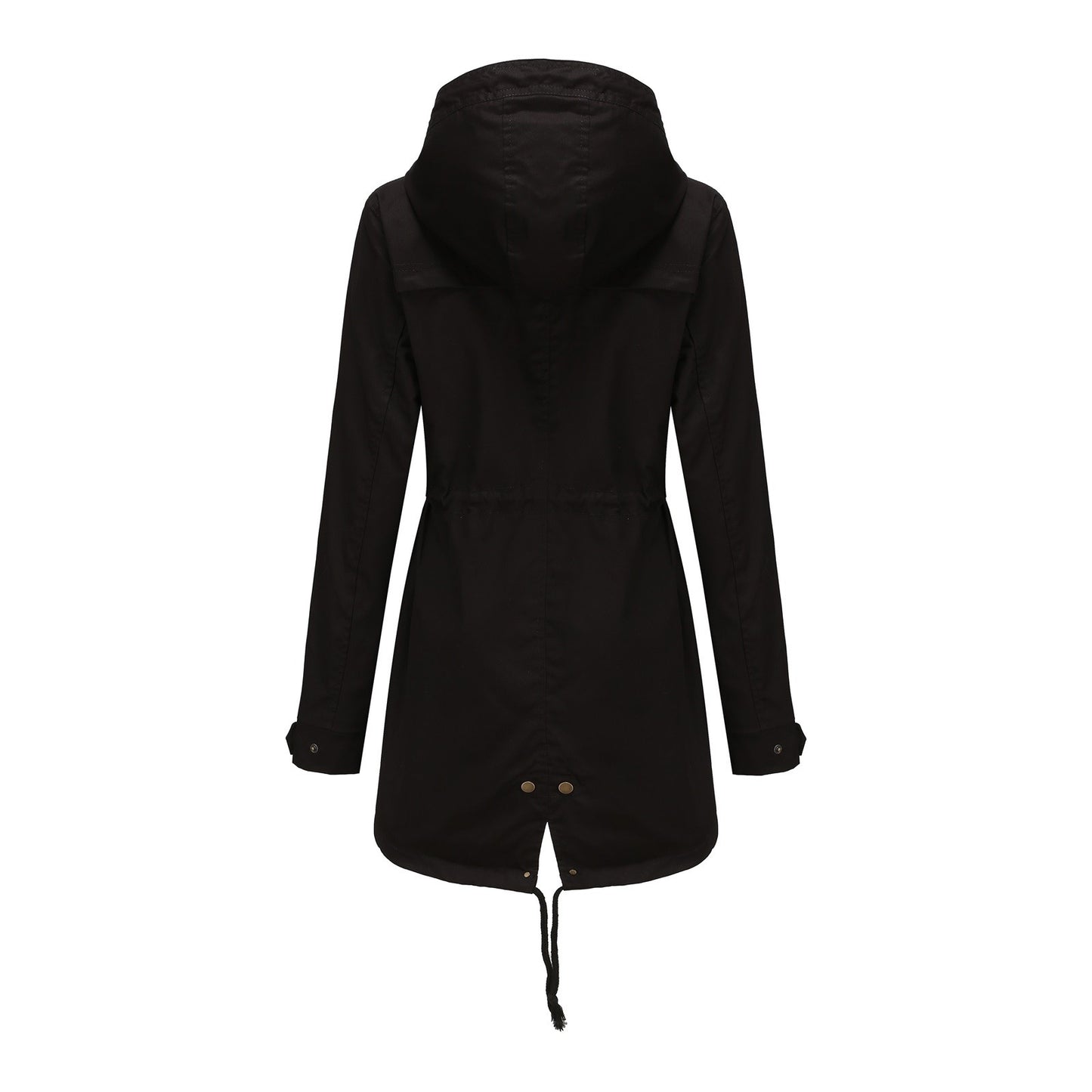 Women Jacket Windproof Windbreaker Trench Coats Female Hooded Drawstring Long