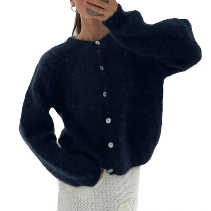 Ladies V-Neck Button Up Cardigan Cozy Lightweight Knit Sweater with Pockets